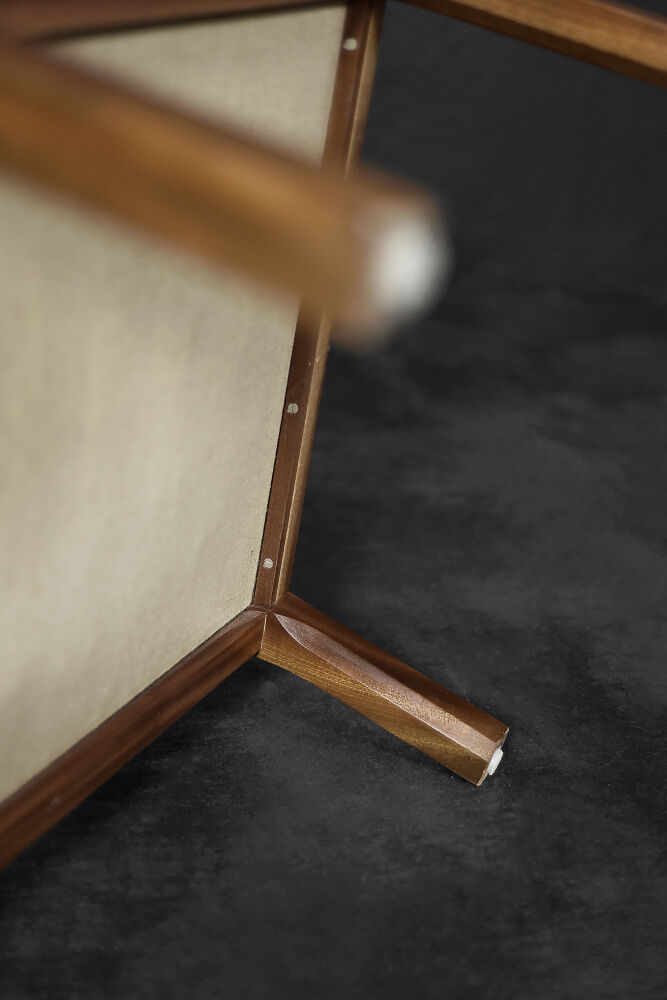 Mid-century modern Scandinavian mahogany armchair with French wicker by Bernt Petersen.