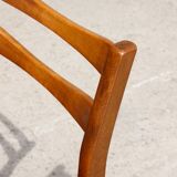 Set of 6 Scandinavian chairs in beech and black skaï, 1960s