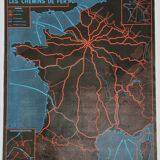 Pedagogical map MDI, 1964, reversible, "The railways"