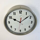 Grey Industrial Factory Wall Clock, 1950s