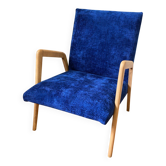 Scandinavian blue velvet armchair