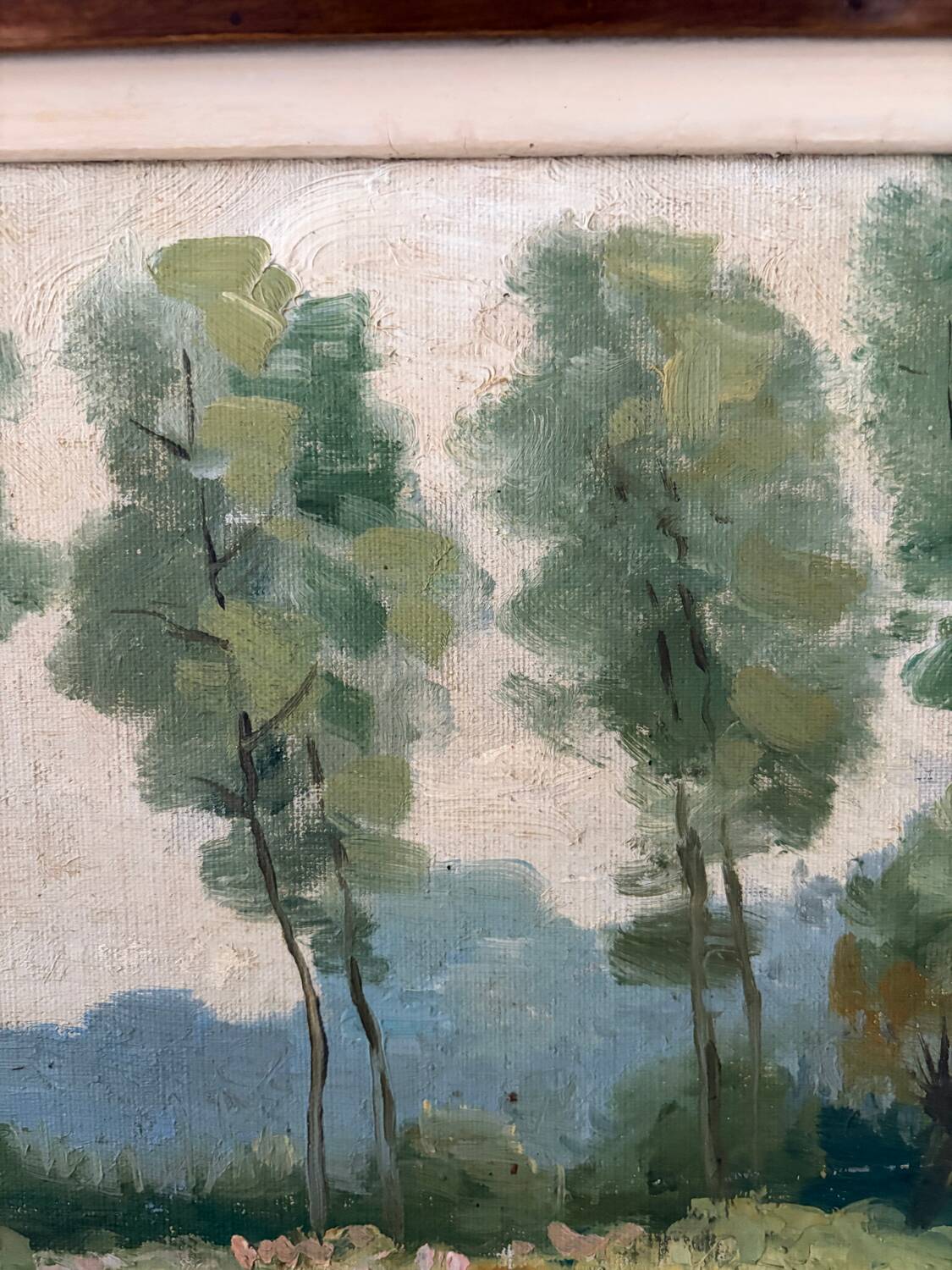 Oil on canvas Landscape with large trees, signed D. Qvyo