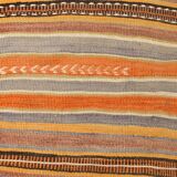 Orange Green Striped Pattern Vintage Runner Rug, 69x325Cm