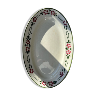 Plat oval avec décor floral