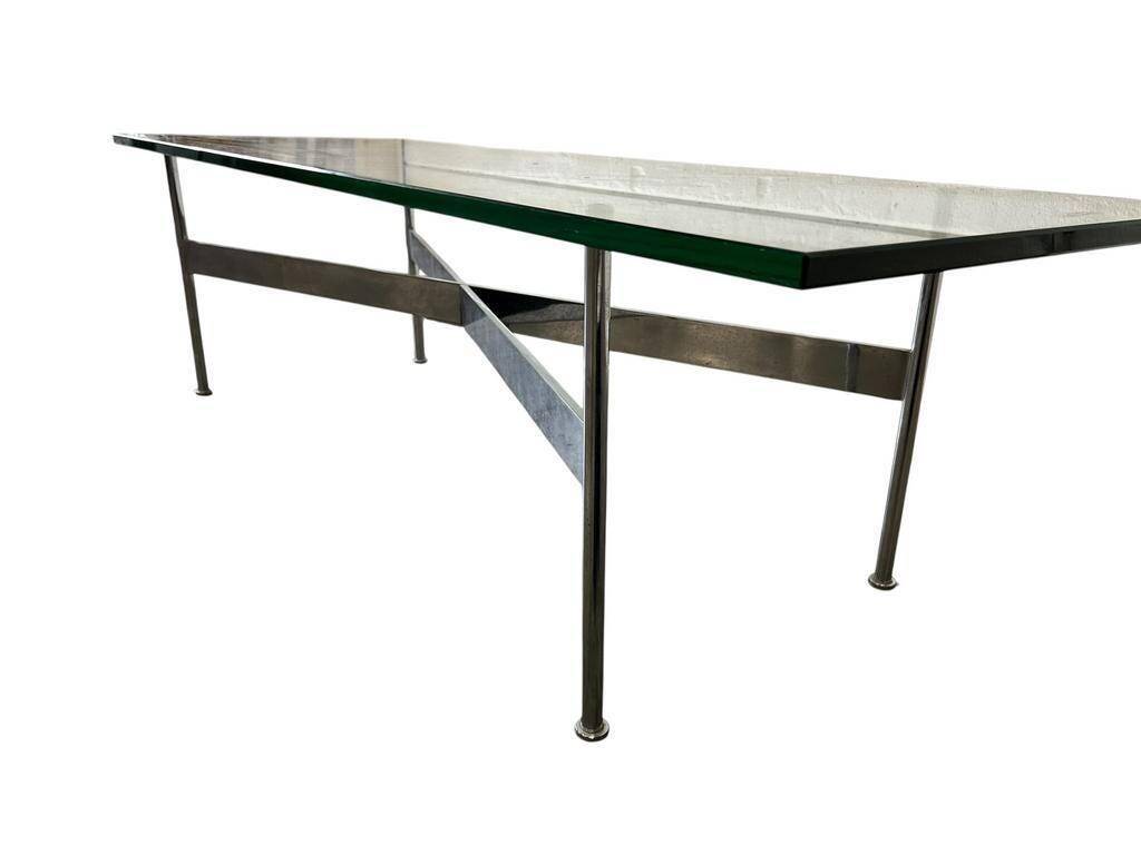 Vintage chrome coffee table / coffee table with glass