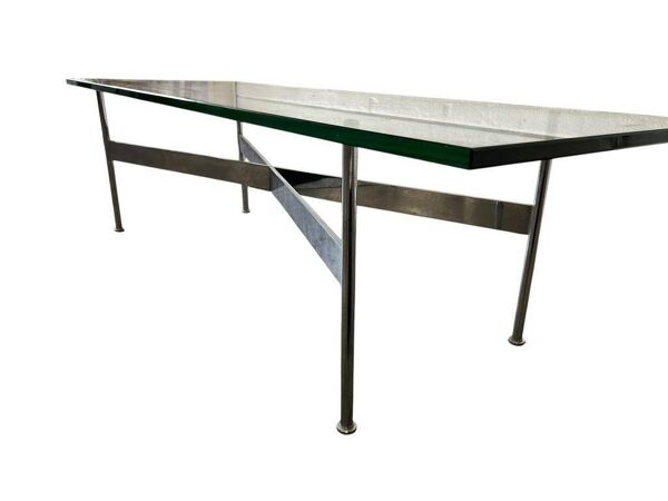 Table basse vintage chromée / table basse avec verre