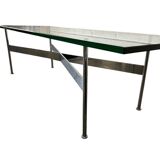 Vintage chrome coffee table / coffee table with glass