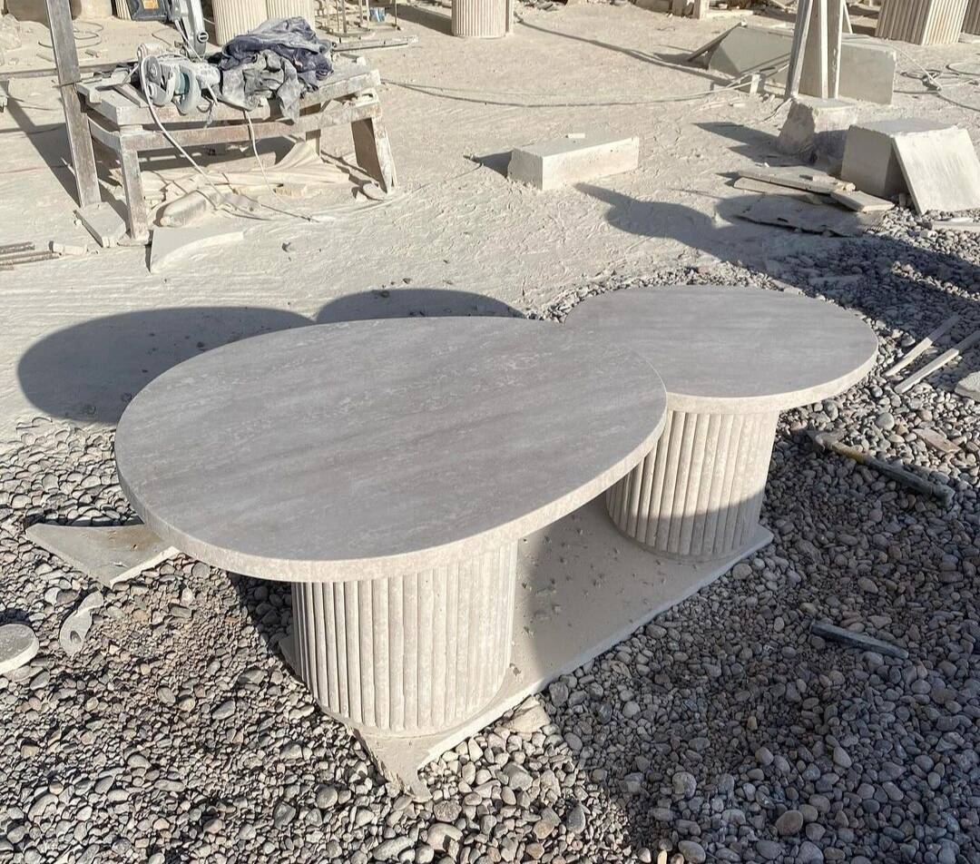 Table basse duo en travertin