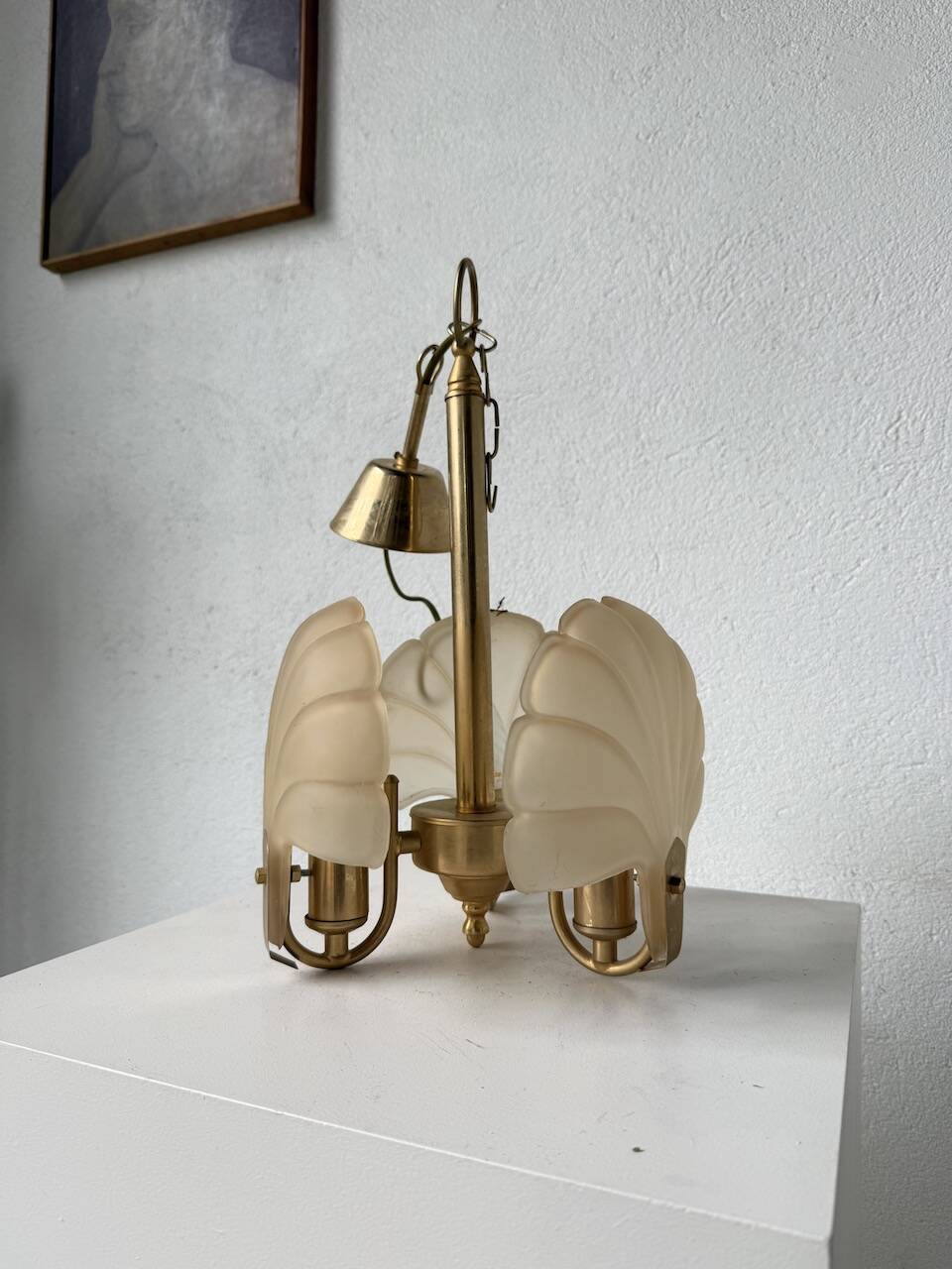 Shell and brass chandelier from the 70s