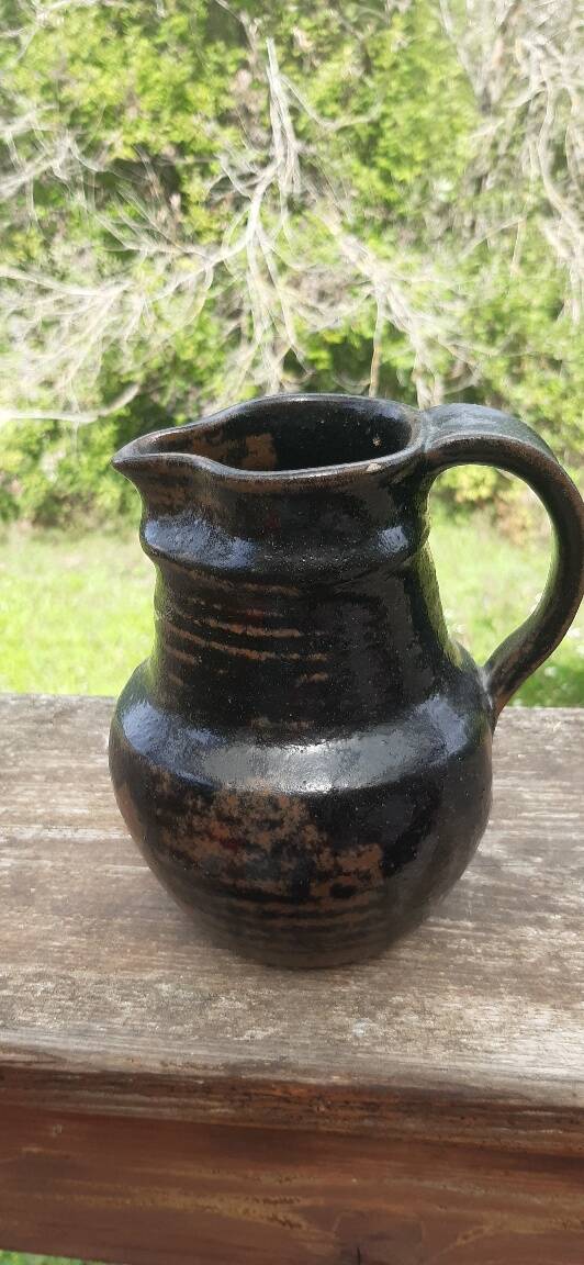 Glazed terracotta pitcher, France, 1980s