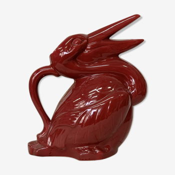 Zoomorphic pitcher pelican ceramic art deco Poet Laval