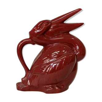 Zoomorphic pitcher pelican ceramic art deco Poet Laval