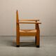 Art Deco Haagse School Armchair in solid Oak and Straw, 1930s