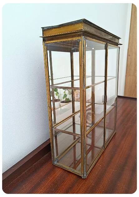 Vintage Mid Century Handmade Brass Wall Vitrine
