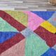 Pure wool rug with traditional coloured patterns, size 1.5/2.5 m.