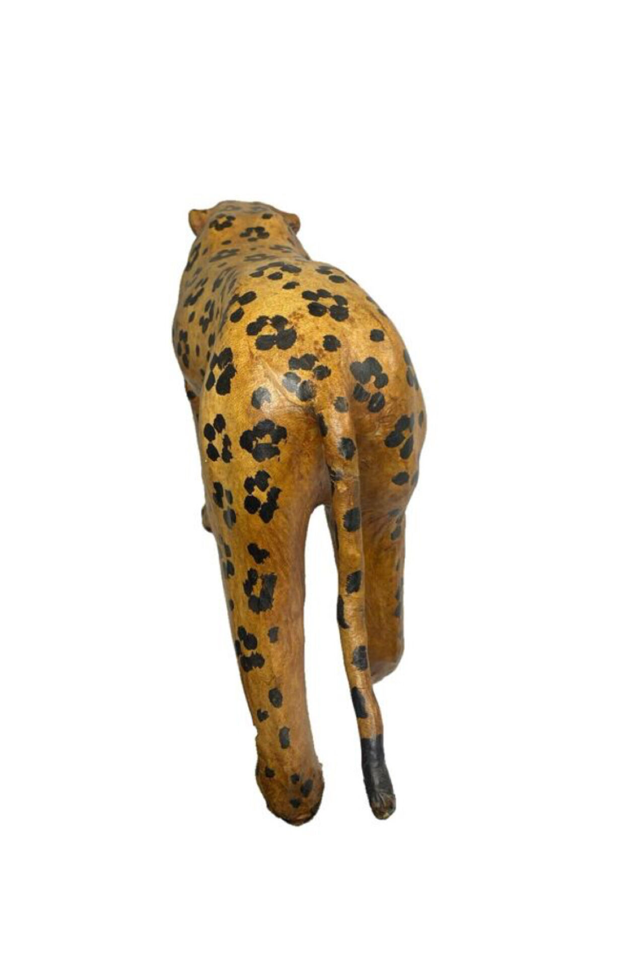 Vintage 60s/70s Leopard Sculpture in Genuine Leather Retro Piece
