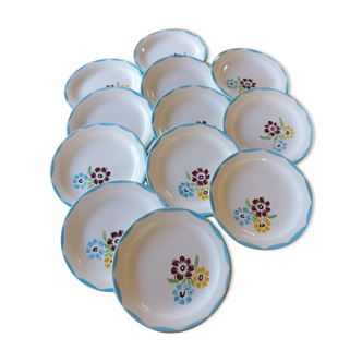 12 hand-painted Salins Armida porcelain dessert plates