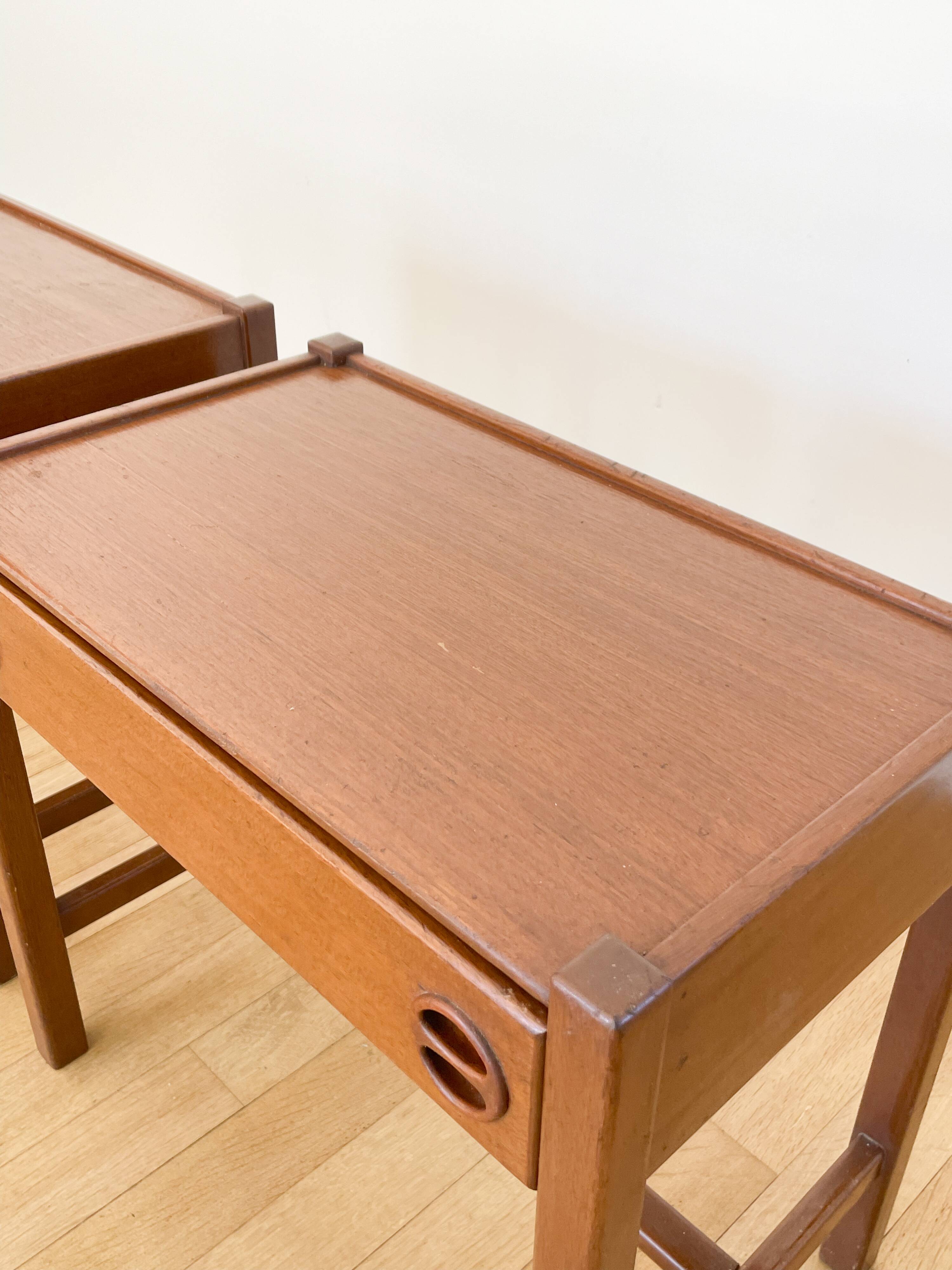 Pair of Scandinavian wooden bedside tables, 1960s