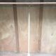Vintage wardrobe compass feet with 3 sliding oak doors.
