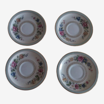 Soucoupes porcelaine de Limoges Charles Ahrenfeldt 1900, lot de quatre