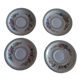 Soucoupes porcelaine de Limoges Charles Ahrenfeldt 1900, lot de quatre