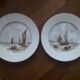 2 vintage signed plates with a sea decor