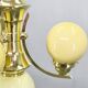 Art Deco Brass and Opaline Glass Chandelier, 1930s
