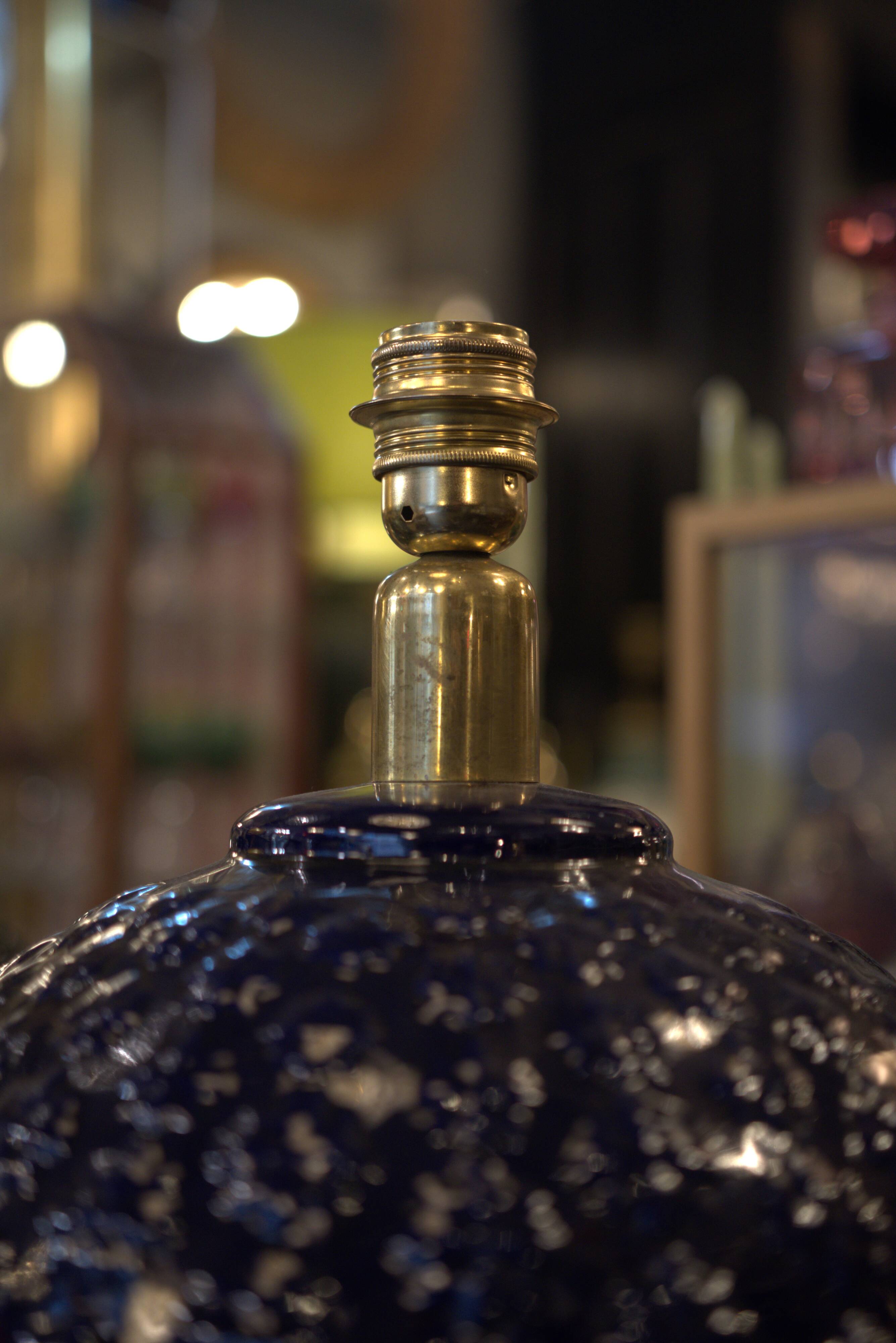 Blue glazed ceramic lamp base