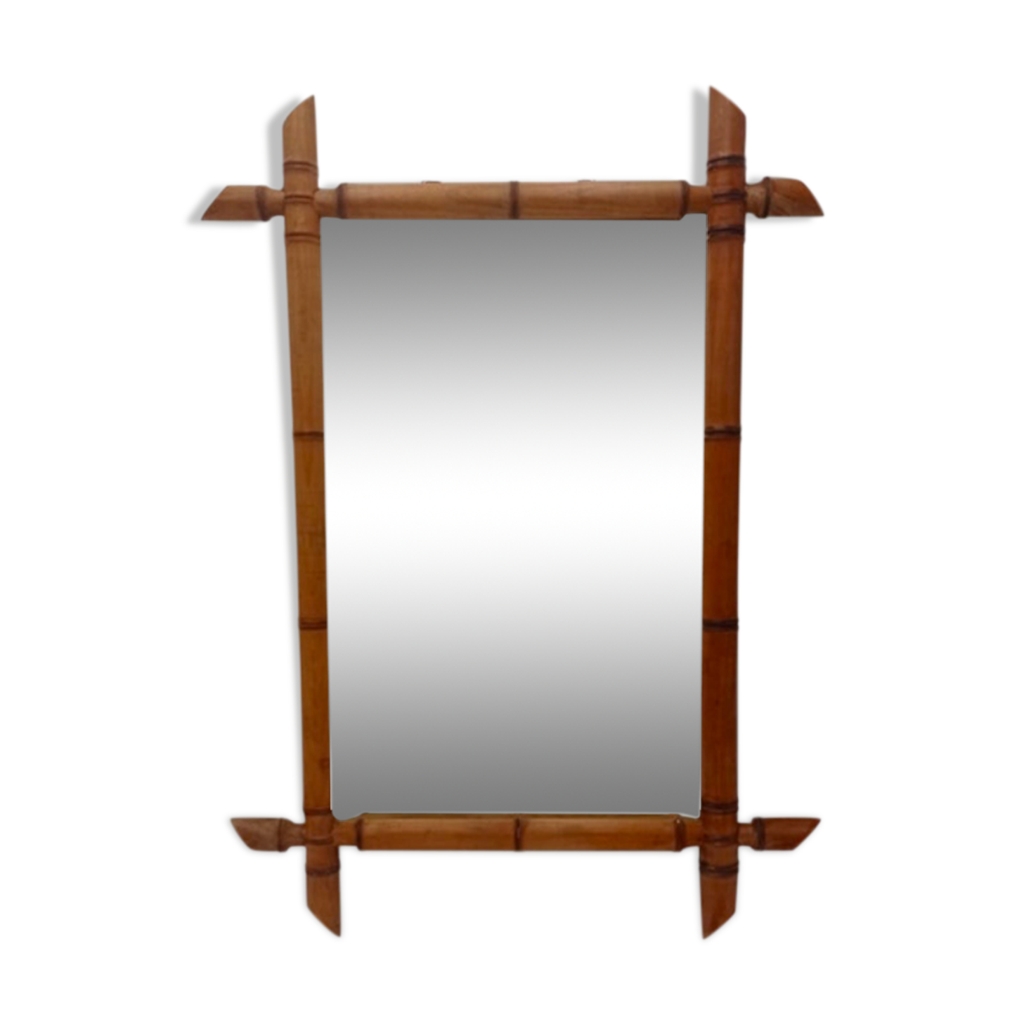 Bamboo-shaped wooden mirror 54X41