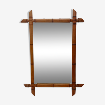 Bamboo-shaped wooden mirror 54X41