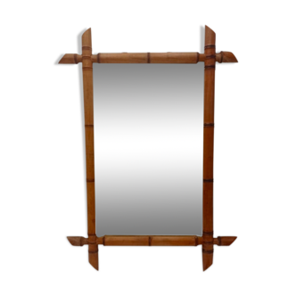 Bamboo-shaped wooden mirror 54X41