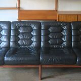 Danish 4-seater sofa with leather upholstery 244 cm, 1960s