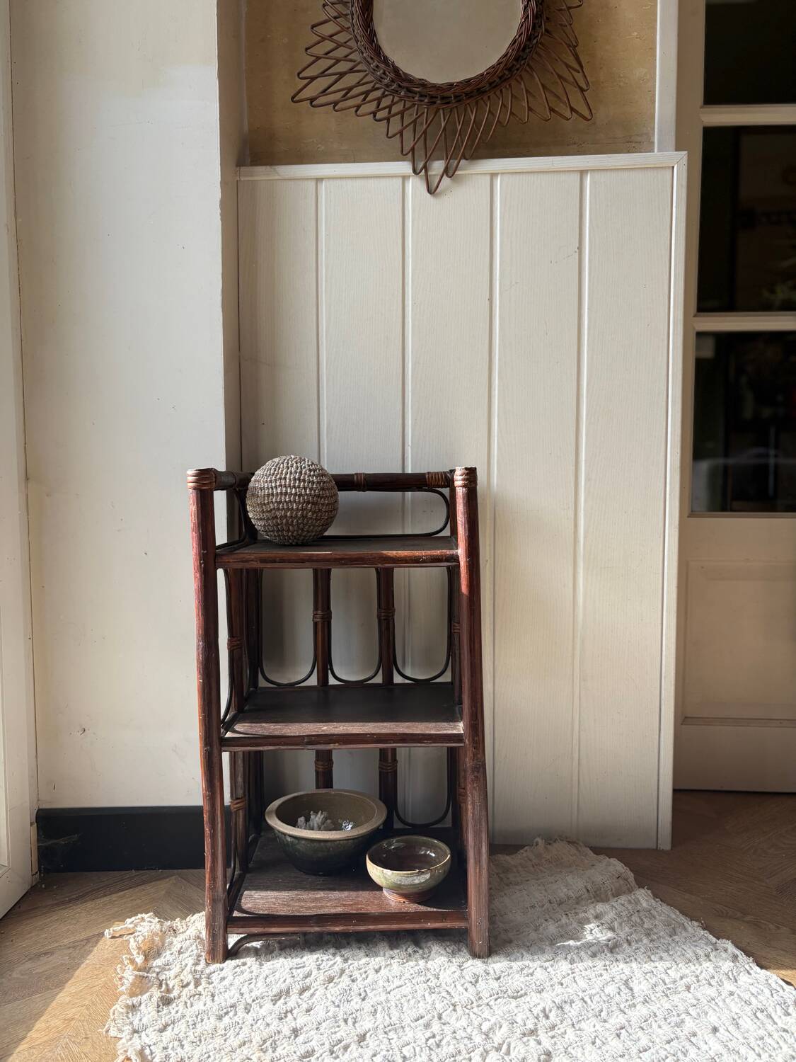 dark brown bamboo shelf