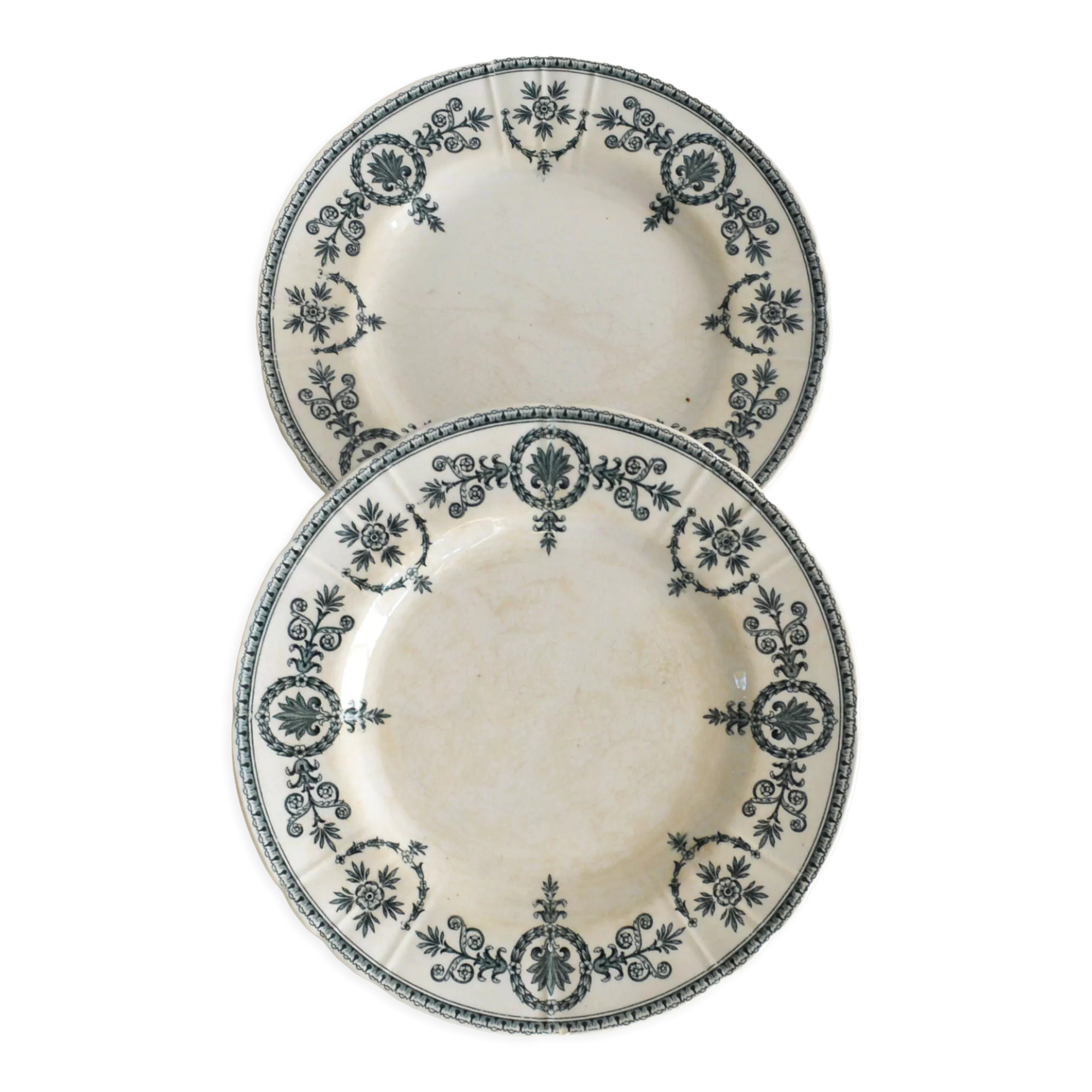 Two flat plates iron earth opaque porcelain by Gien Malmaison