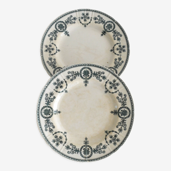 Deux assiettes plates terre de fer porcelaine opaque de Gien Malmaison