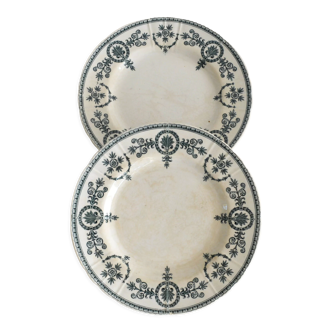 Deux assiettes plates terre de fer porcelaine opaque de Gien Malmaison