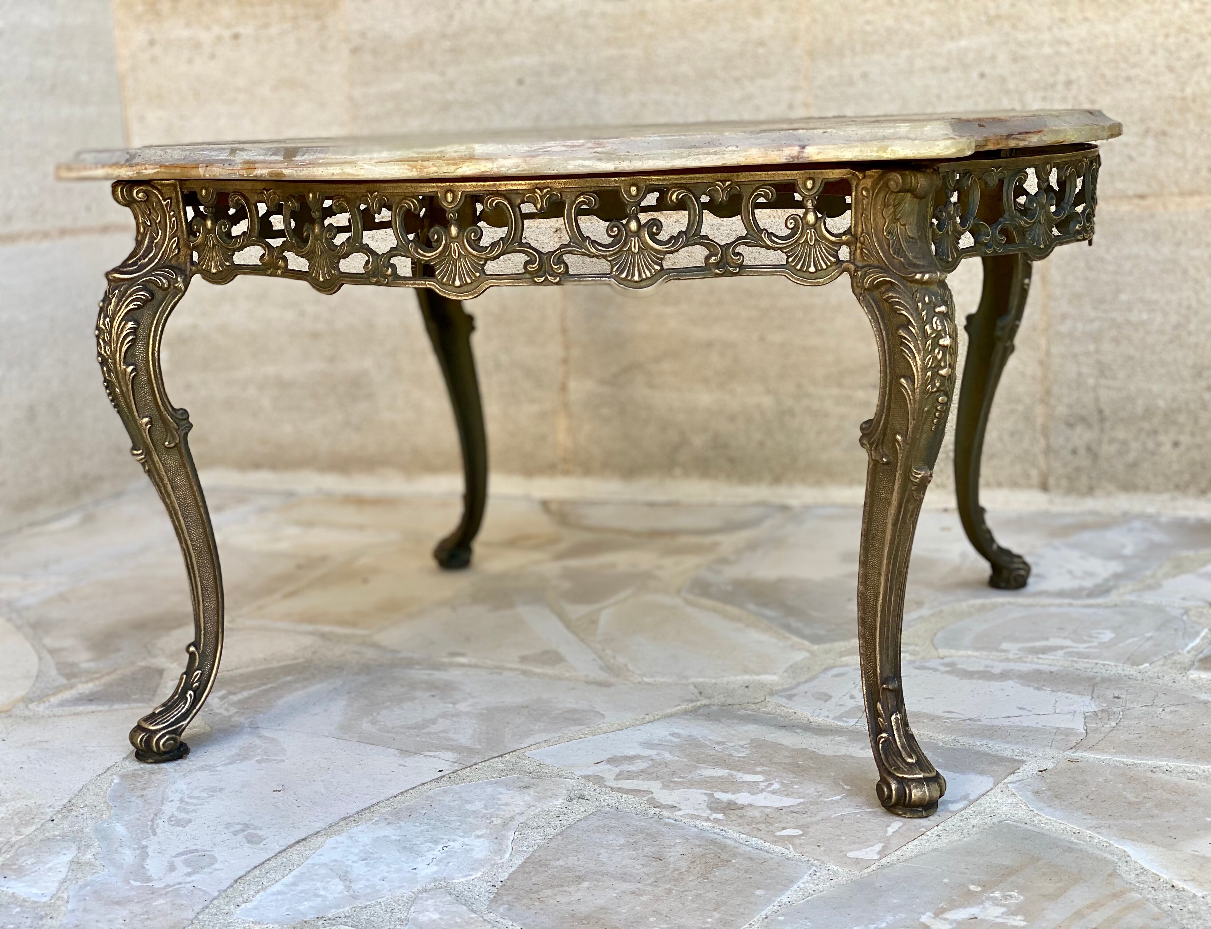 Brass and marble coffee table