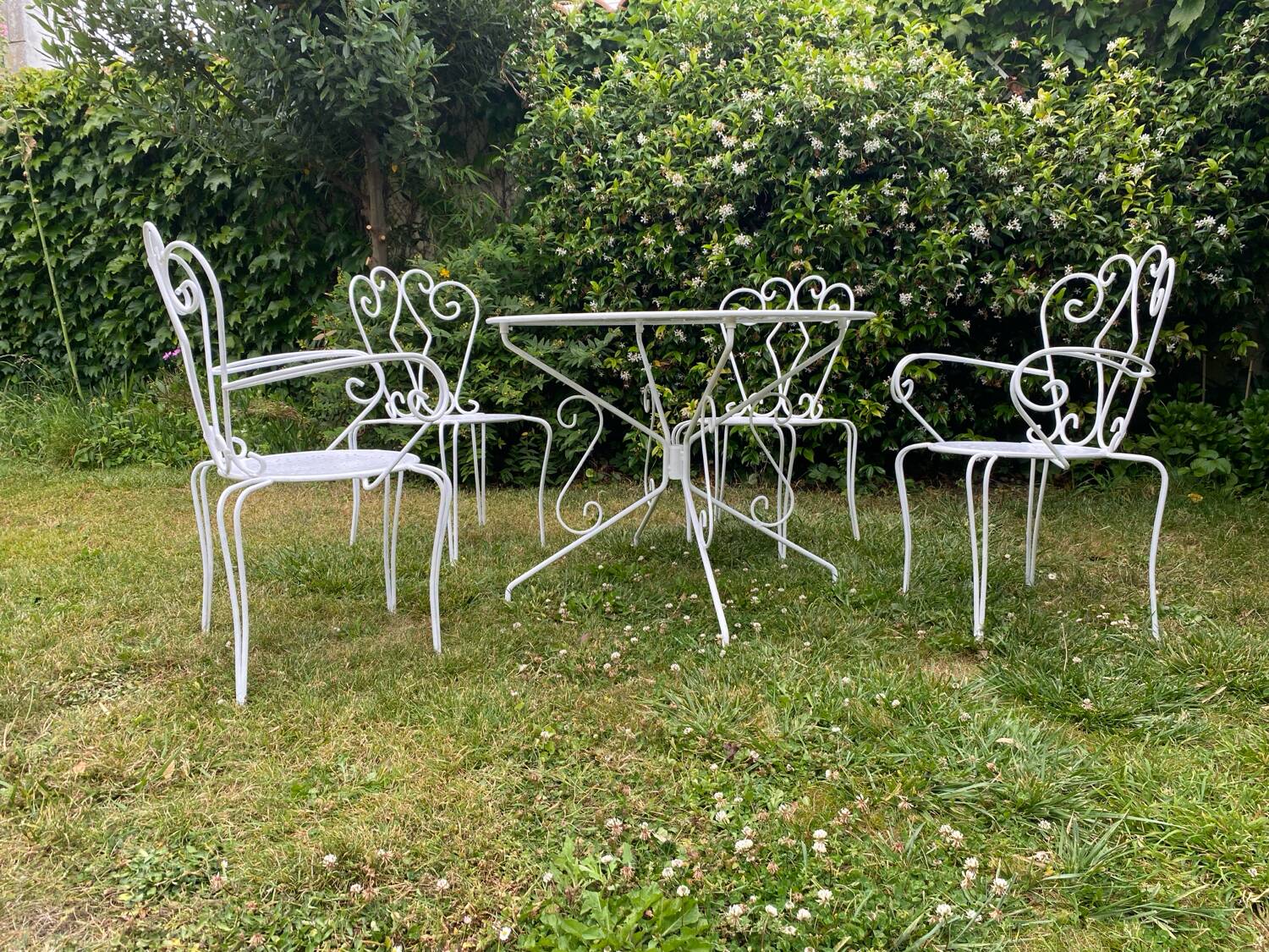 Old wrought iron garden furniture from the 1950s