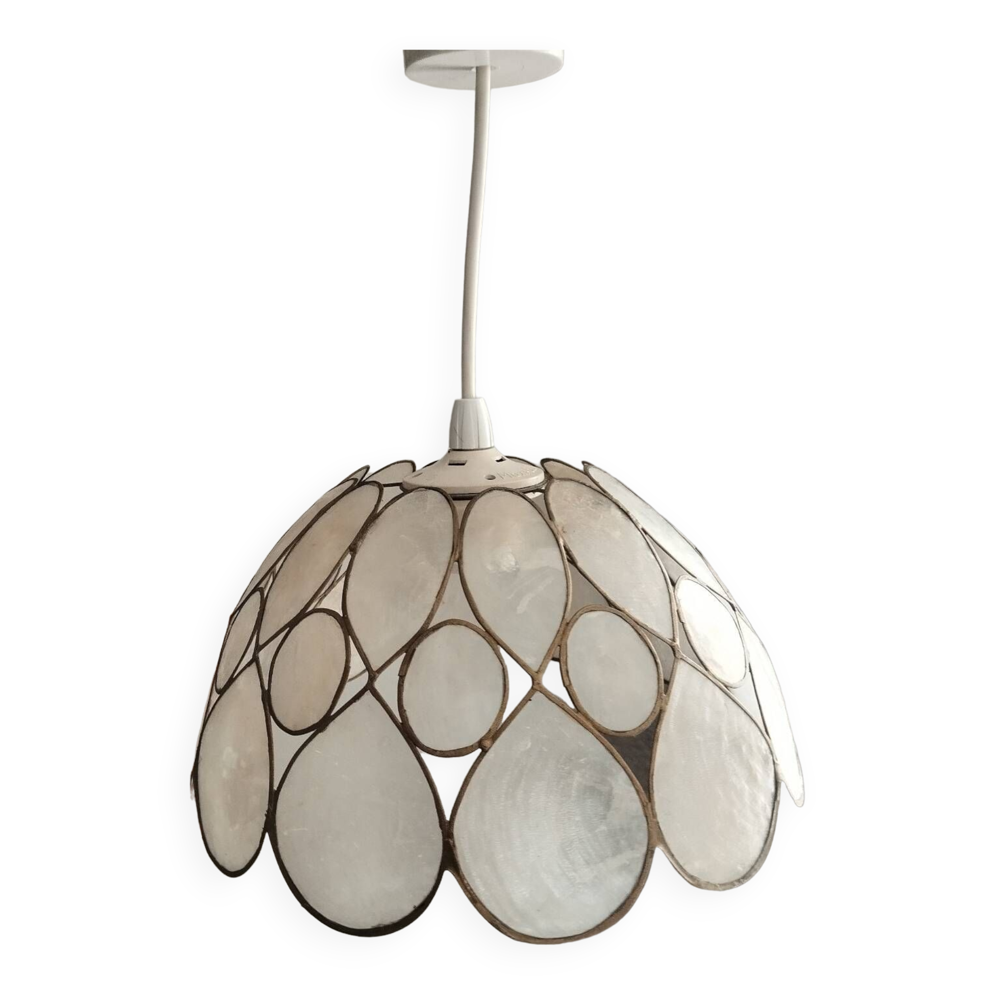 Mother-of-pearl and brass pendant light