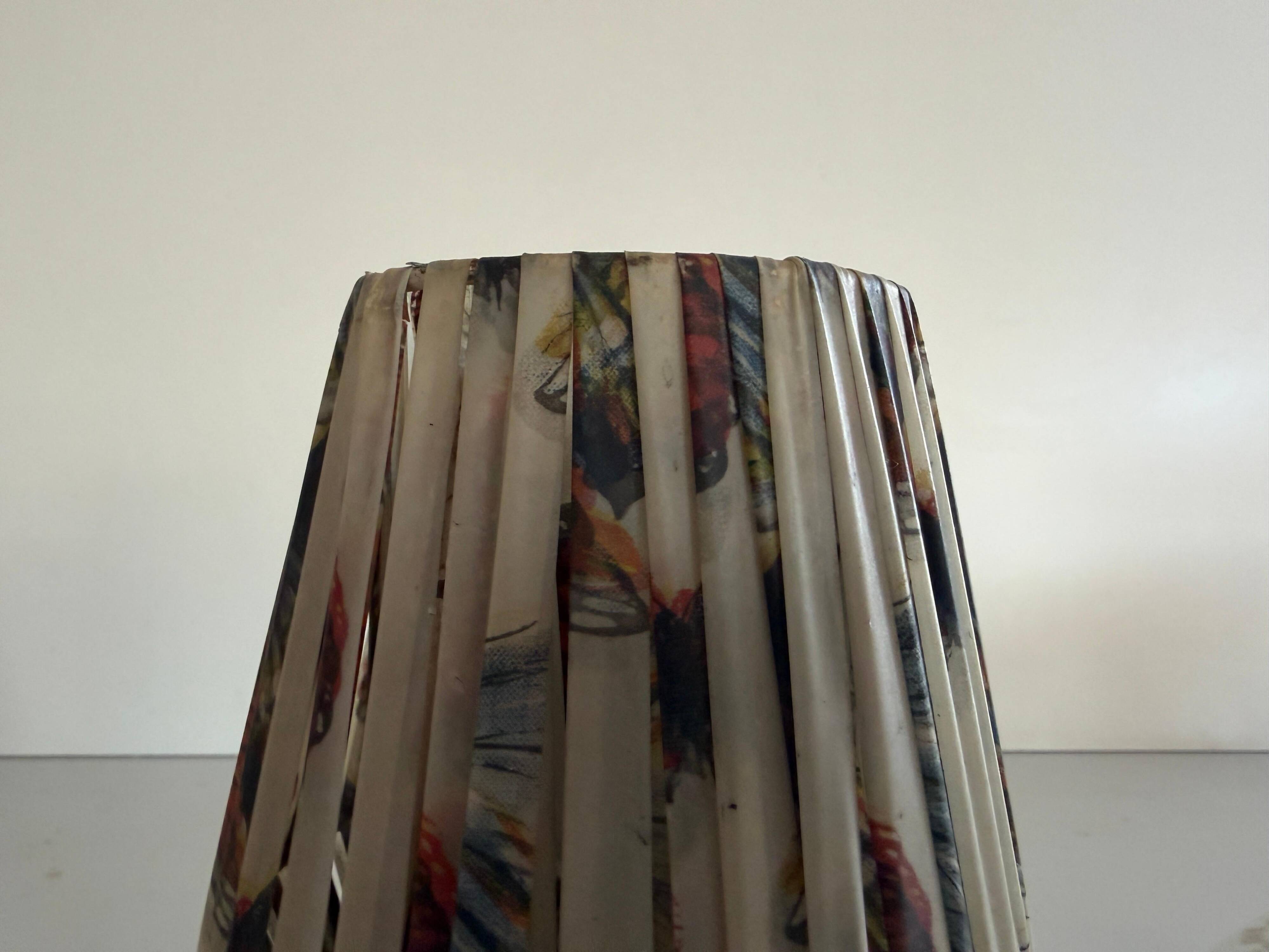 Pair of table lamps with plastic shades and tripod base, 1960s, Italy