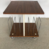 Turntable table / record storage on casters in formica from the 70s