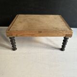 Antique Napoleon III footstool in turned blackened wood – 19th century