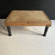 Antique Napoleon III footstool in turned blackened wood – 19th century