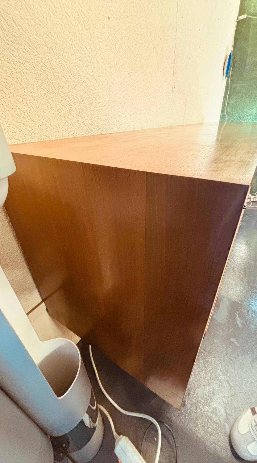 Scandinavian sideboard with 2 doors and 3 drawers in teak.