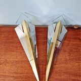 Large pair of triangular wall sconces, J.T. Kalmar, 1970-80.