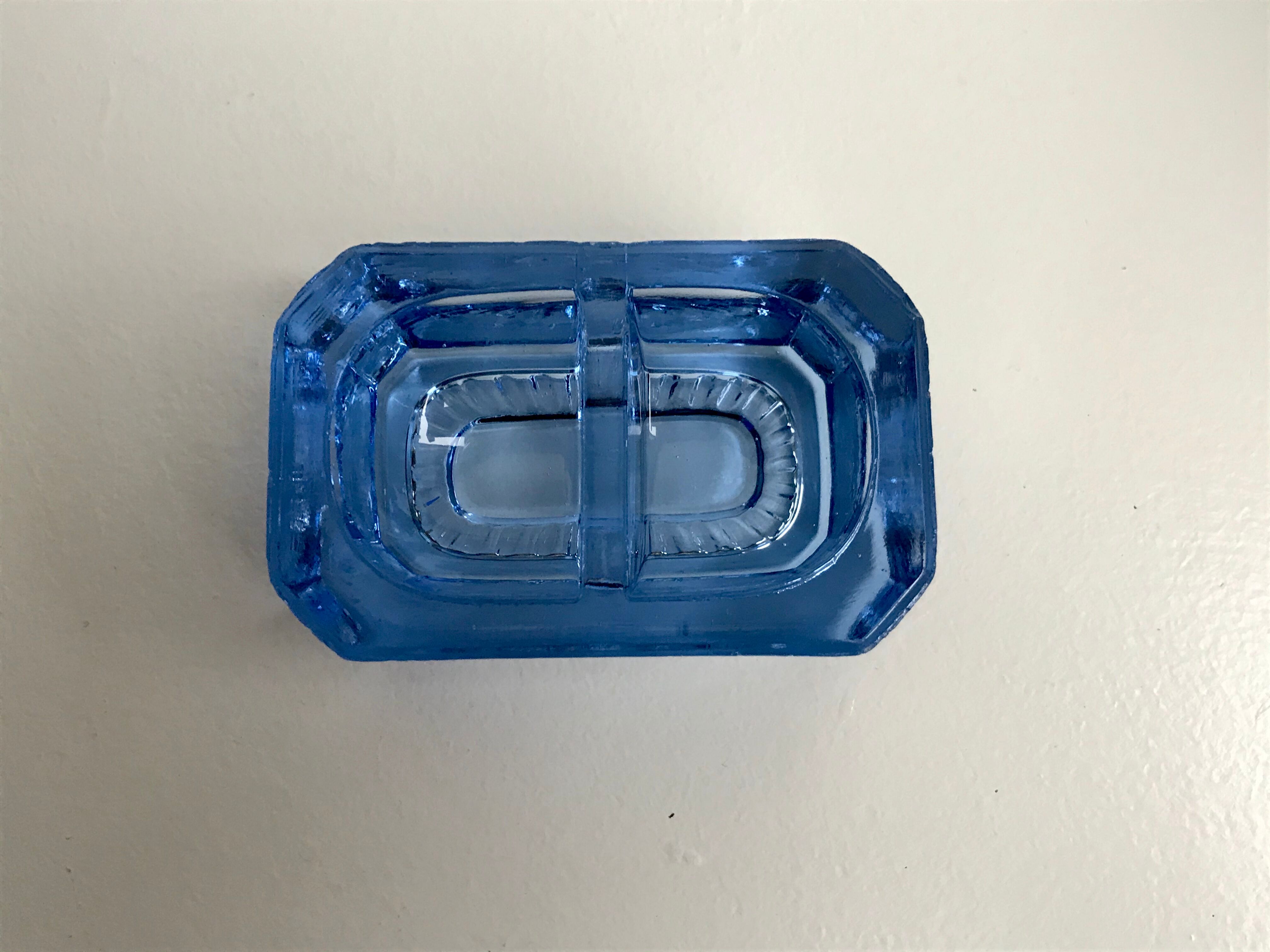 Salt shaker in electric blue molded glass