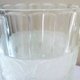 Champagne bucket, Art Deco style and period, thick, molded, frosted crystal