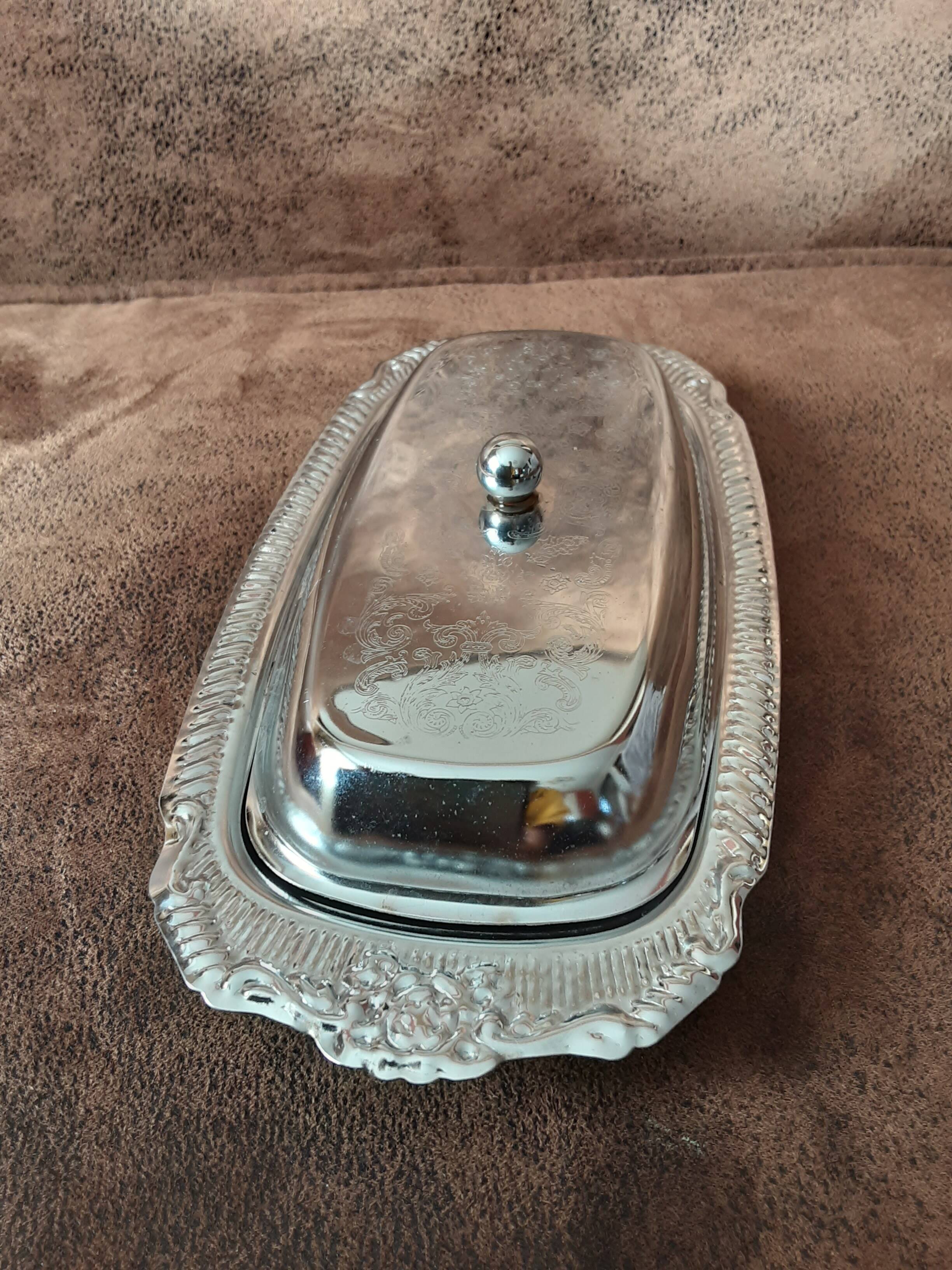 Vintage metal butter dish