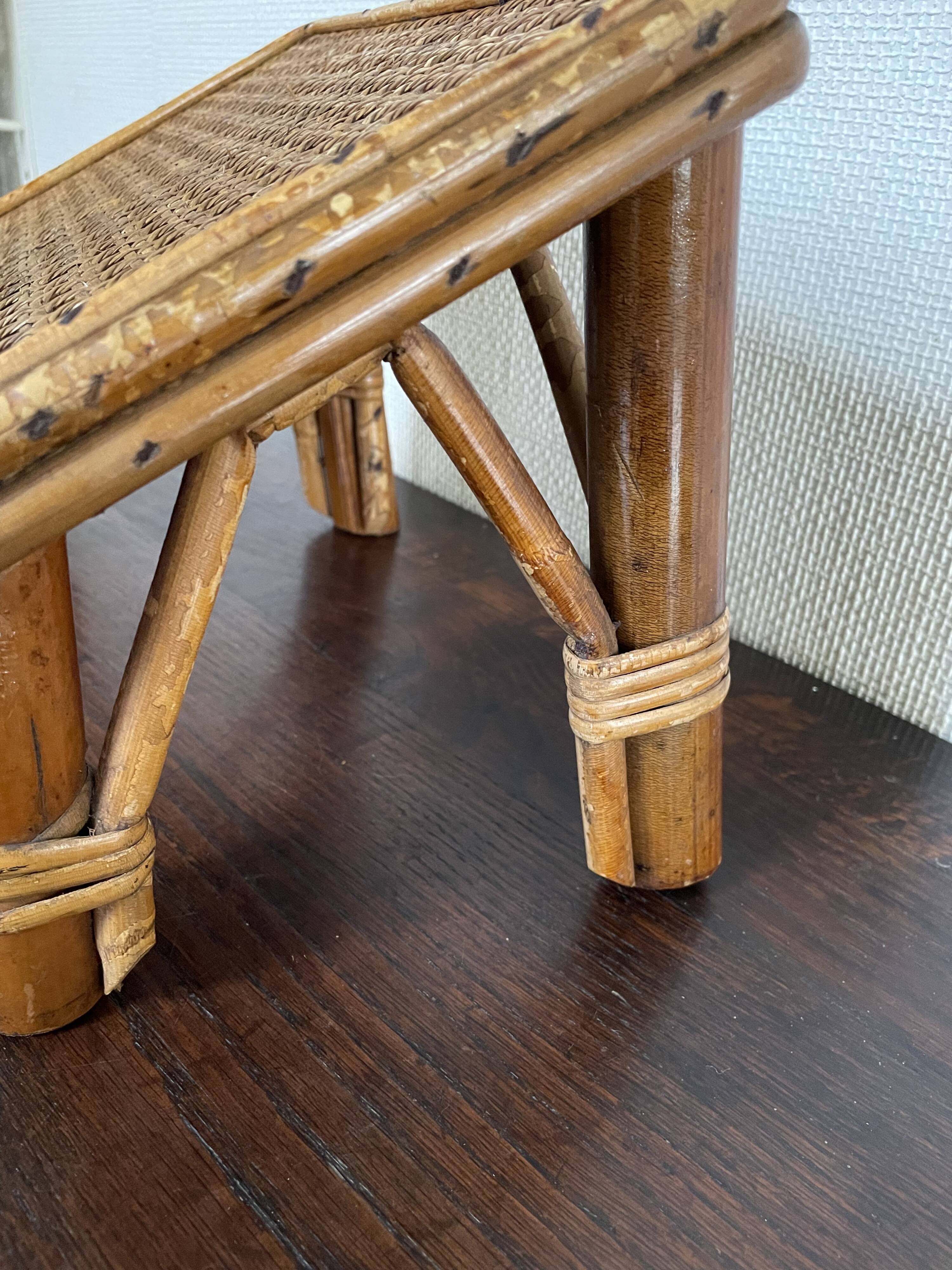 Rattan and cane footrest from the 1950s