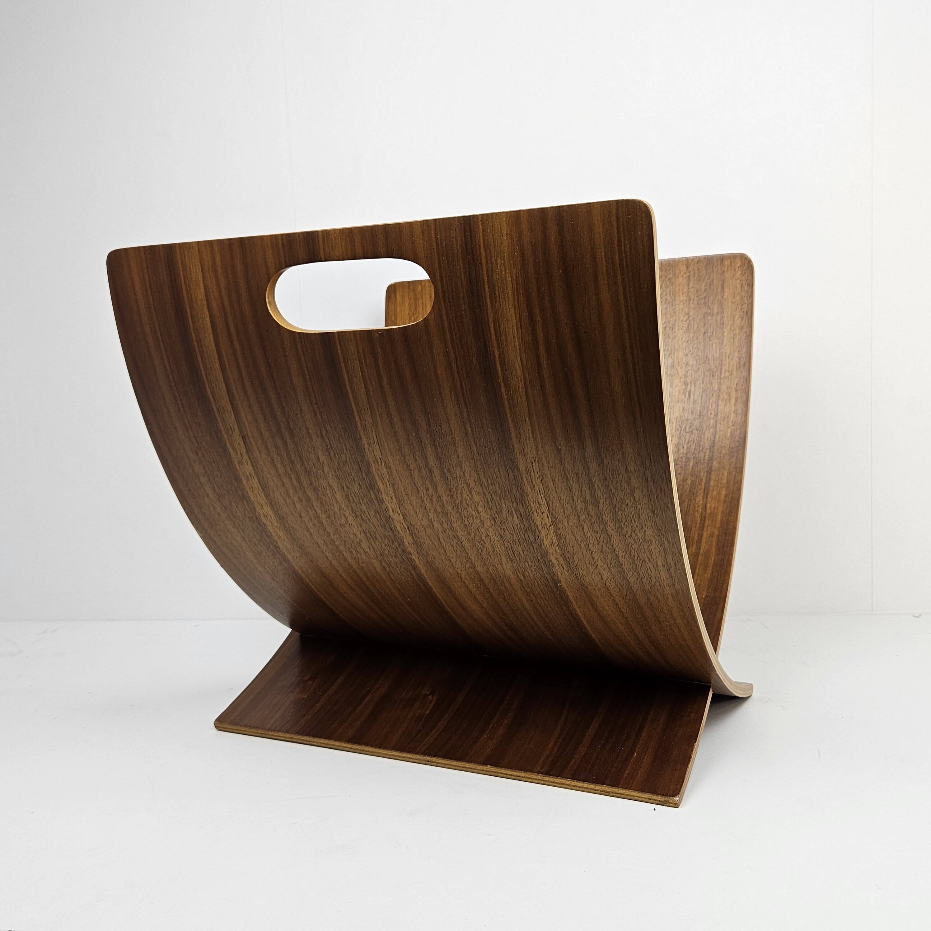 Scandinavian Magazine Rack in Teak Veneered Plywood, 1970's